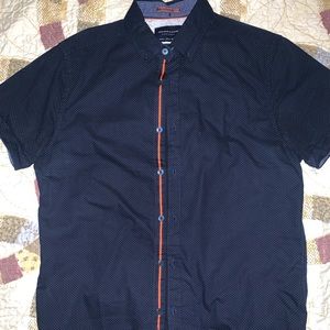 Denim and Flower short sleeve dress shirt